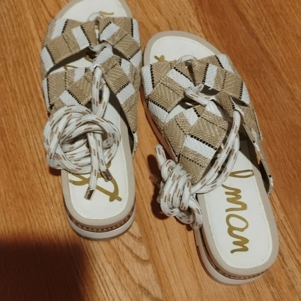 Sam Edelman Lace up Platform Striped Sandle Size 6.5